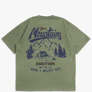 Men's Casual Slogan Mountain Print Round Neck Short Sleeve T-Shirt